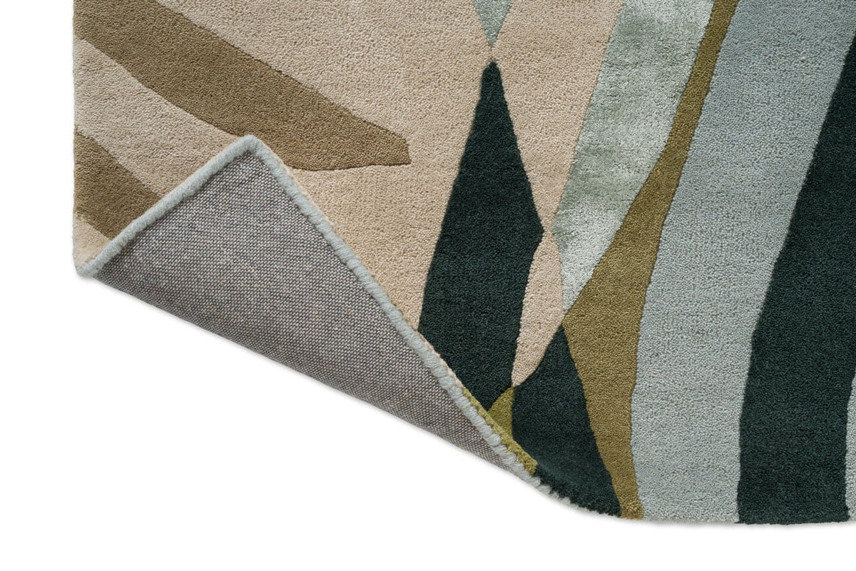 Harlequin Atelier Lagoon rug, detail of folded corner and backing