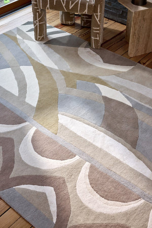 Harlequin Atelier Pebble rug in stone, taupe and dove grey, shown in an interior, second view