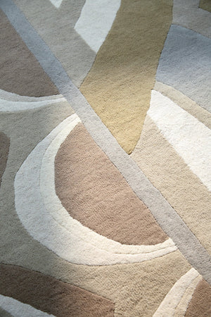 Harlequin Atelier Pebble rug in stone, taupe and dove grey, shown in an interior, third view