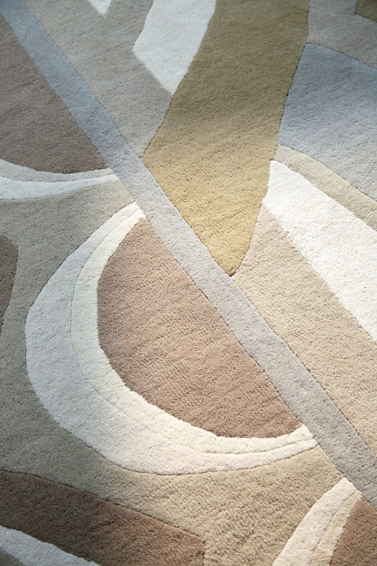 Harlequin Atelier Pebble rug in stone, taupe and dove grey, shown in an interior, third view