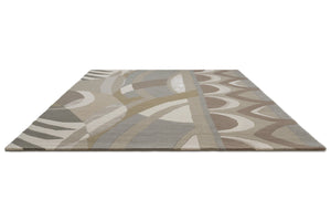 Harlequin Atelier Pebble rug in stone, taupe and dove grey, perspective view
