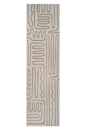 Harlequin Hollow Pebble runner in ivory with greige lines, top view