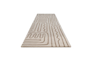 Harlequin Hollow Pebble runner in ivory with greige lines, perspective view