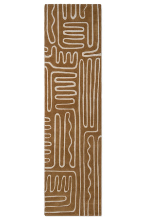 Harlequin Hollow Tan runner in caramel with ivory lines, top view
