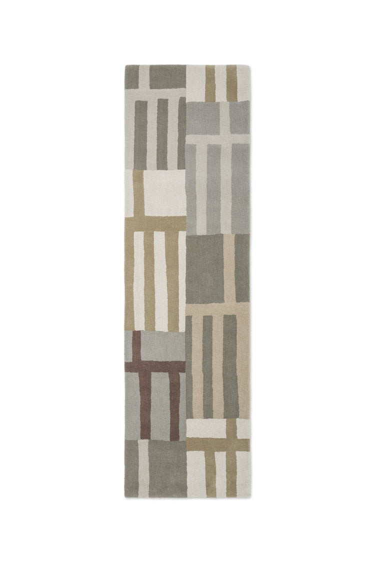 Harlequin Monolith Sandstone runner in sage grey, sand and ivory, top view