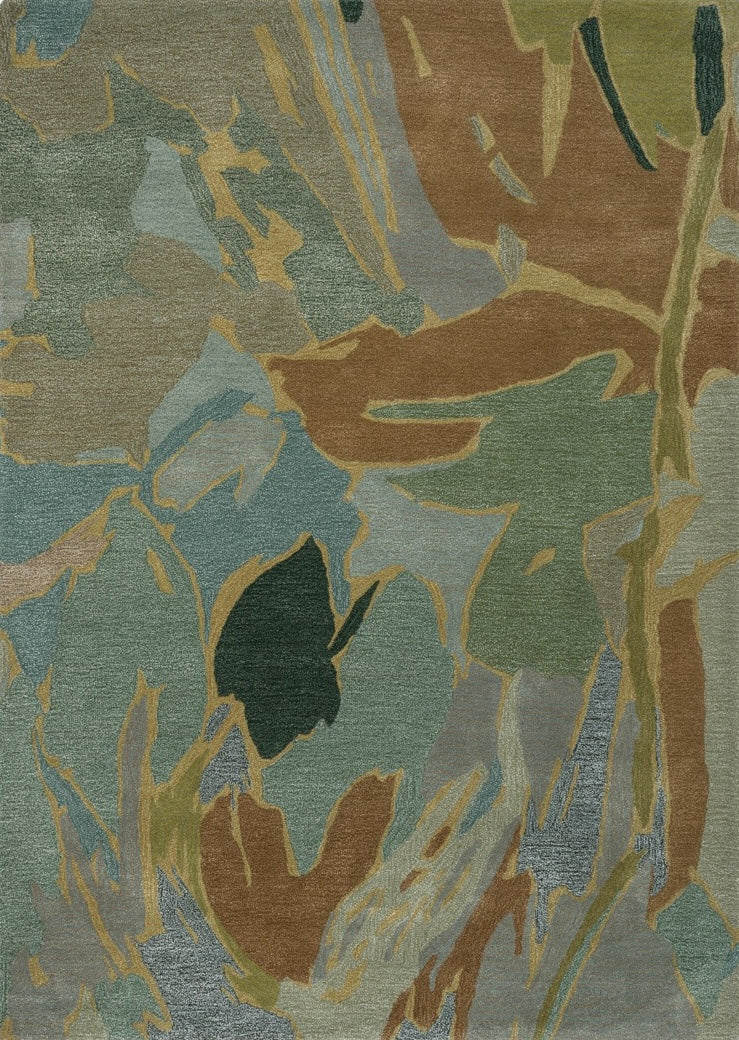 Harlequin Saltillo Forest rug in sage, sea green and cinnamon, top view