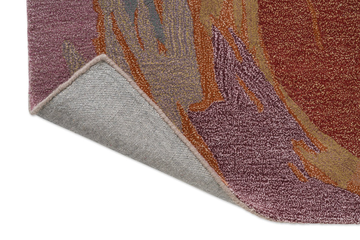 Harlequin Saltillo Rosewood rug, detail of folded corner and backing