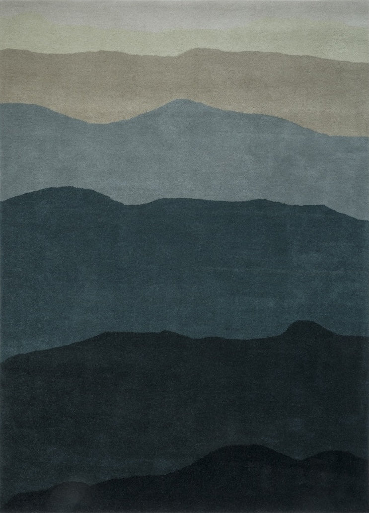 Harlequin Sedimentary Midnight rug in petrol blue and midnight blue, top view