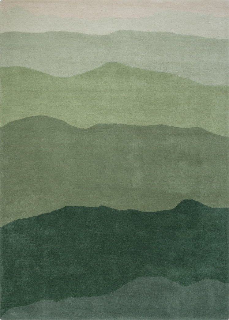 Harlequin Sedimentary Pine rug in pine green and sage, top view
