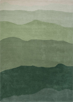 Harlequin Sedimentary Pine rug in pine green and sage, top view