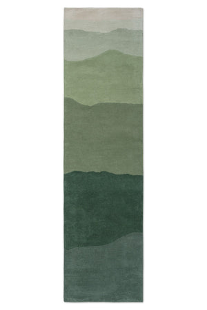 Harlequin Sedimentary Pine runner in pine green and sage, top view
