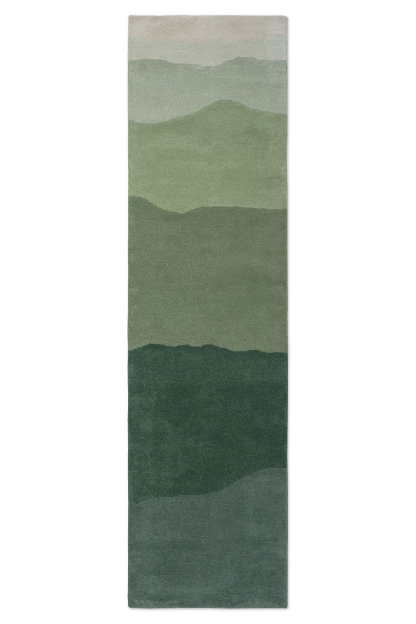 Harlequin Sedimentary Pine runner in pine green and sage, top view