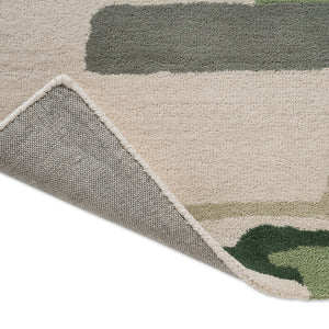 Harlequin Zeal Forest rug, detail of folded corner and backing