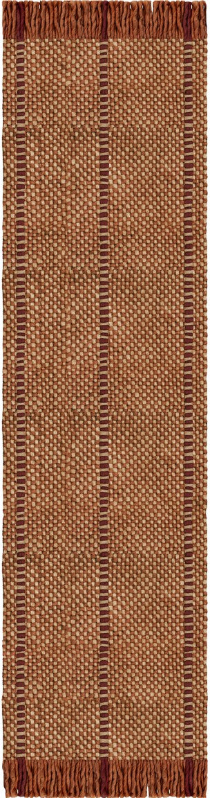 Rust Striped Wool Rug, Layered Cord Burgundy Rust, runner, top view