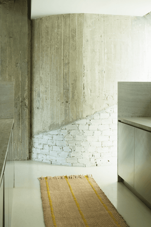 Yellow Striped Rug, Layered Cord Yellow Oatmeal, runner in an interior