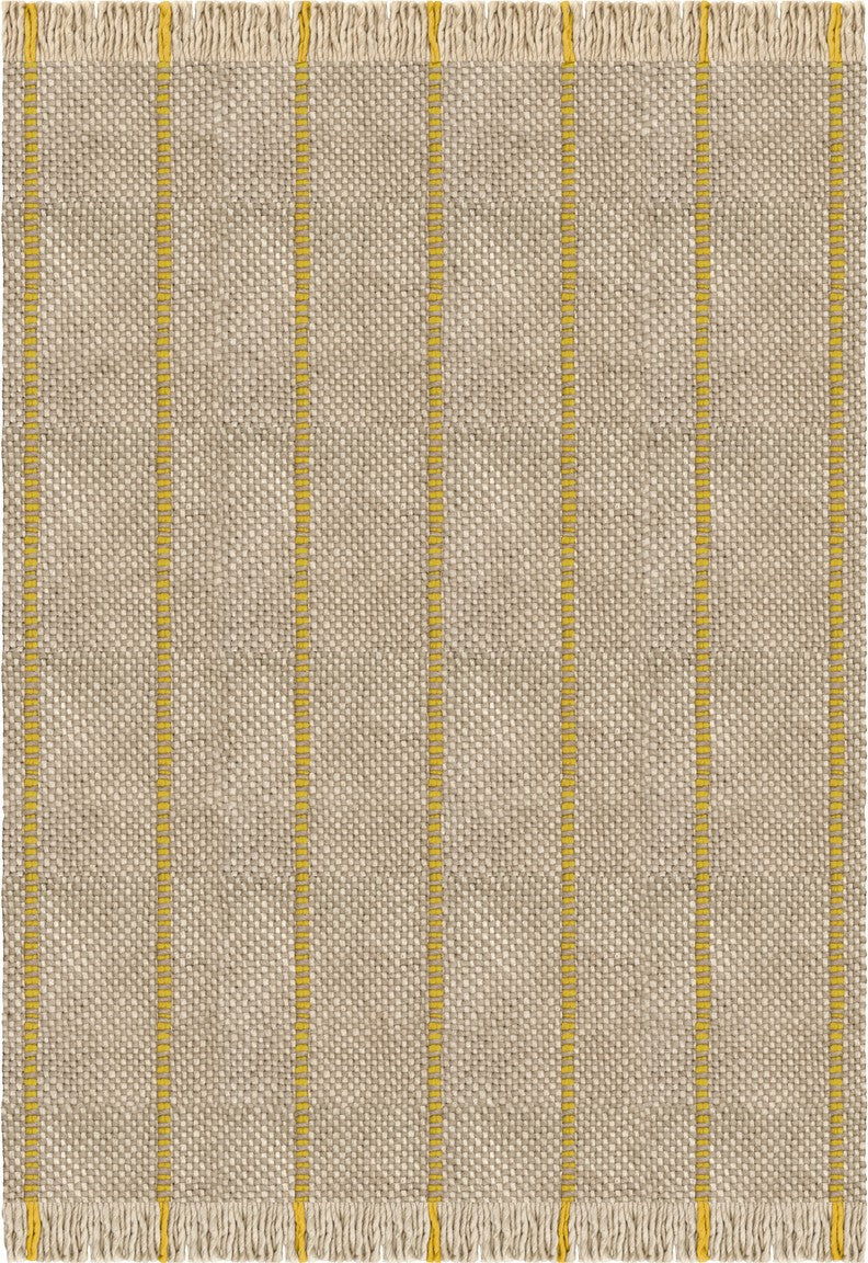 Yellow Striped Rug, Layered Cord Yellow Oatmeal, top view
