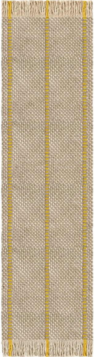 Yellow Striped Rug, Layered Cord Yellow Oatmeal, runner, top view