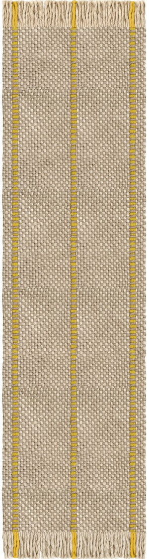 Yellow Striped Rug, Layered Cord Yellow Oatmeal, runner, top view