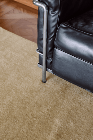 Pale Yellow Wool Rug, Layered Soft Yellow, detail of the wool