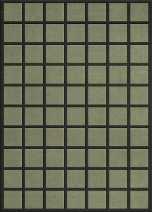 Top-down image displaying the full checkered design of the Layered Avenue Checked Olive rug.

