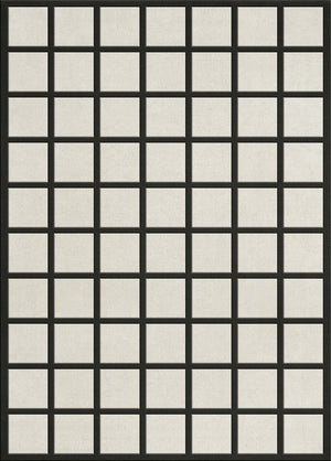 Top-down image displaying the full checkered design of the Layered Avenue Checked Bone White rug.

