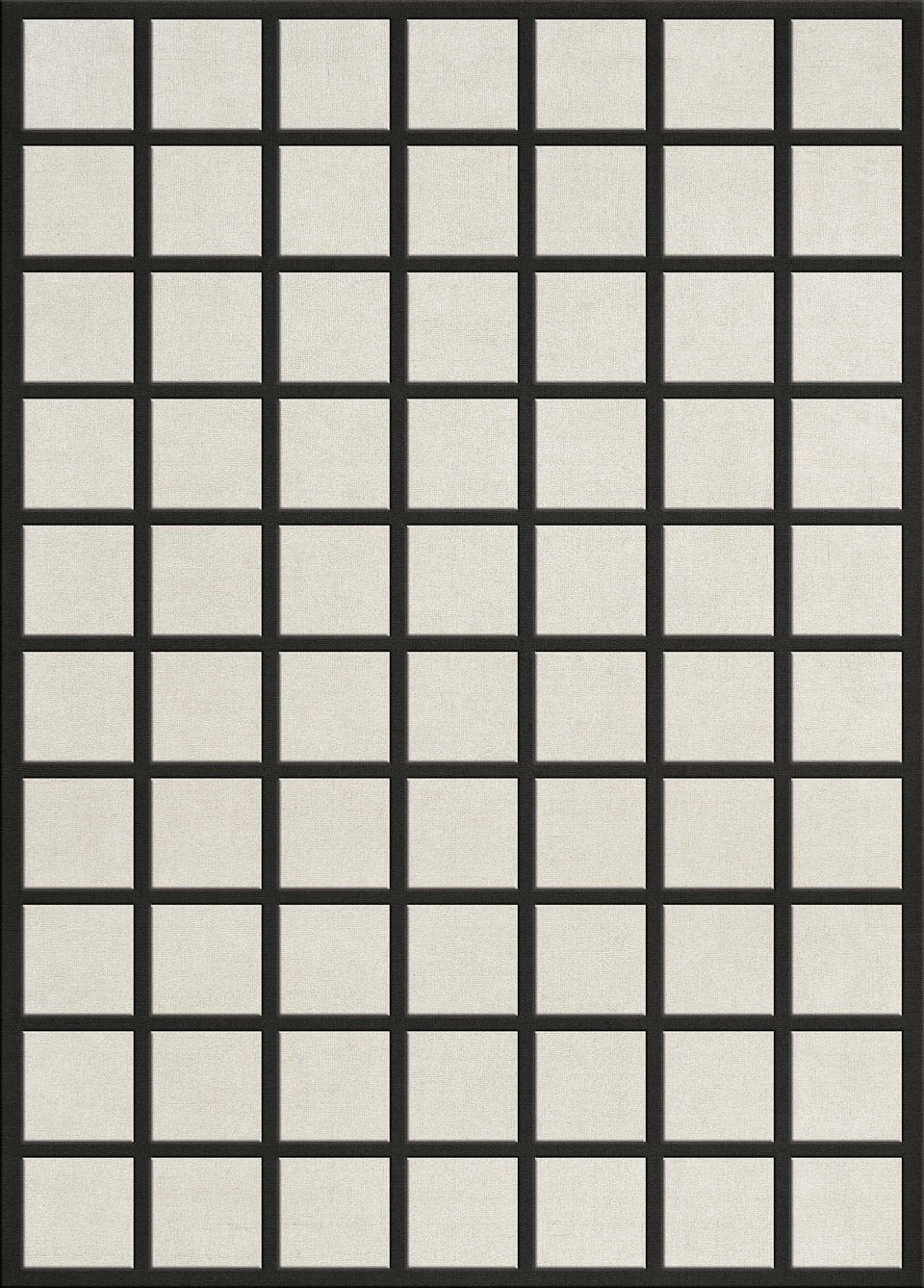 Top-down image displaying the full checkered design of the Layered Avenue Checked Bone White rug.

