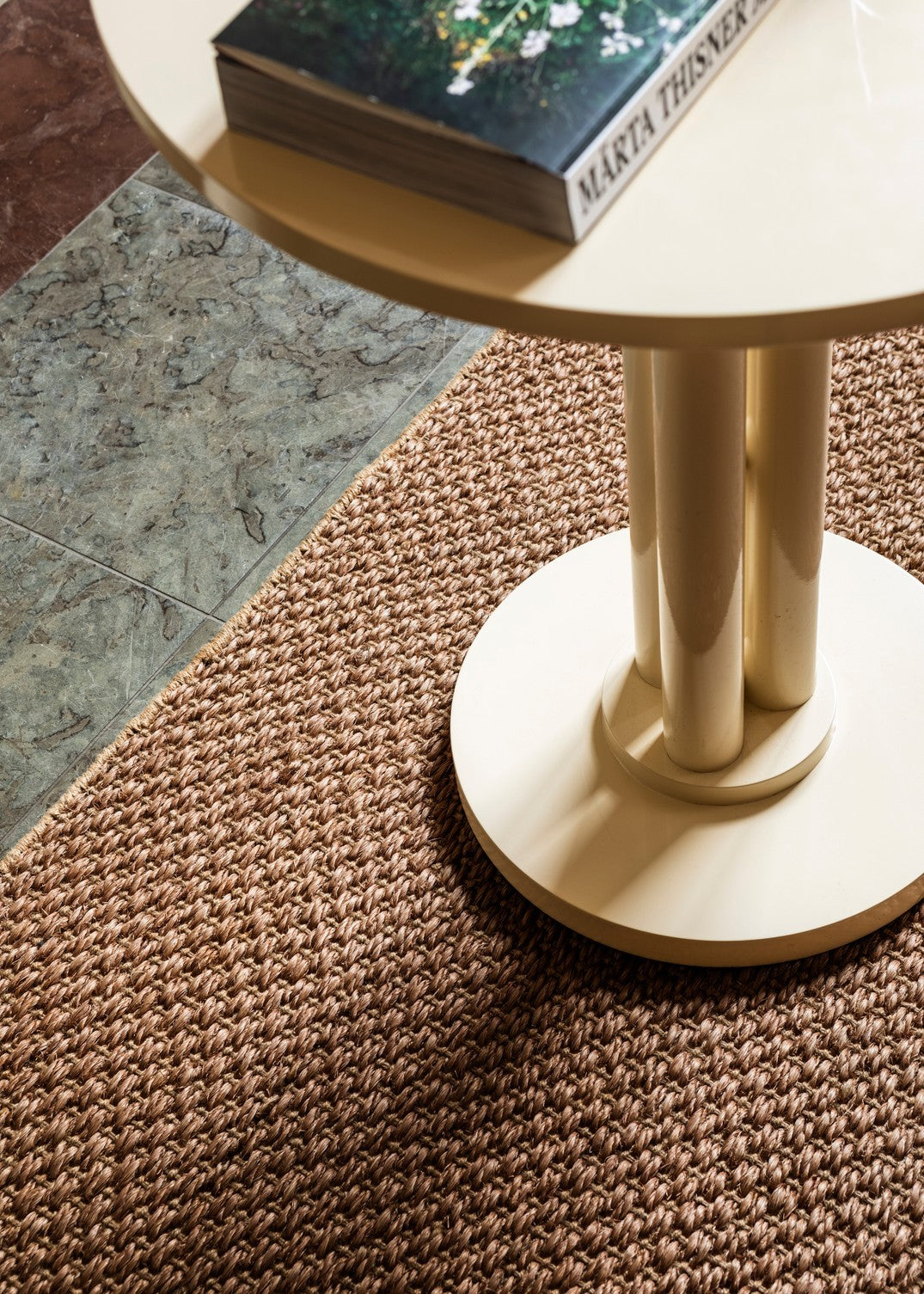 Brown Sisal Rug, Layered Basket Weave Brown, detail of the basket weave