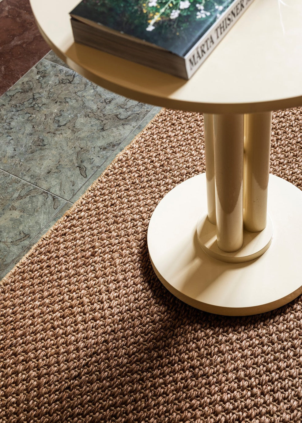 Brown Sisal Rug, Layered Basket Weave Brown, detail of the basket weave