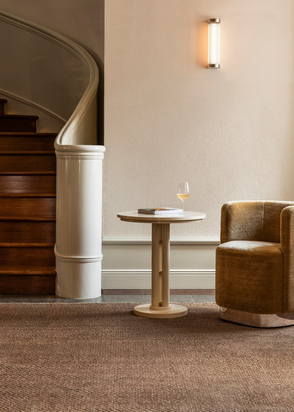 Brown Sisal Rug, Layered Basket Weave Brown, in an interior