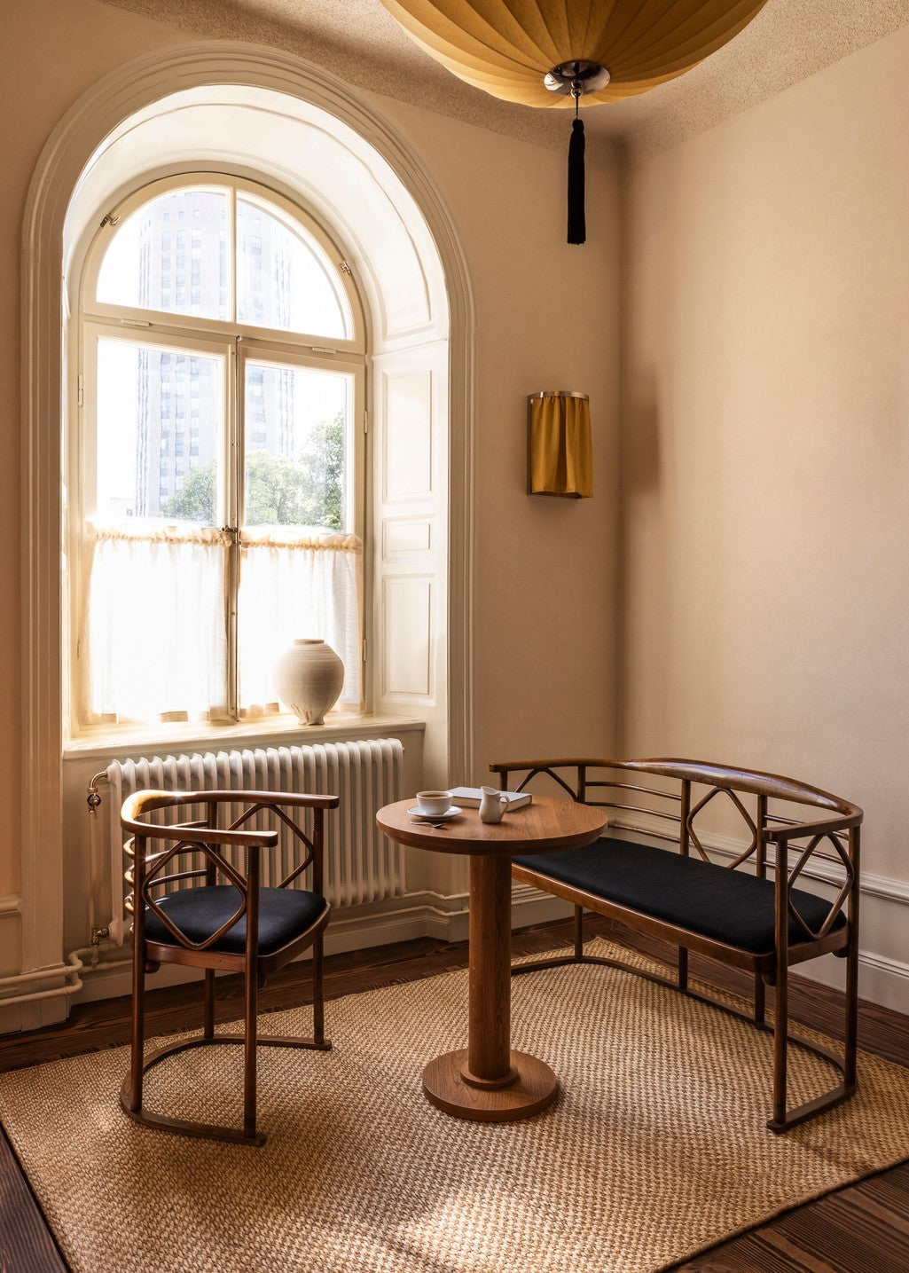 Natural Sisal Rug, Layered Basket Weave Natural, in an interior