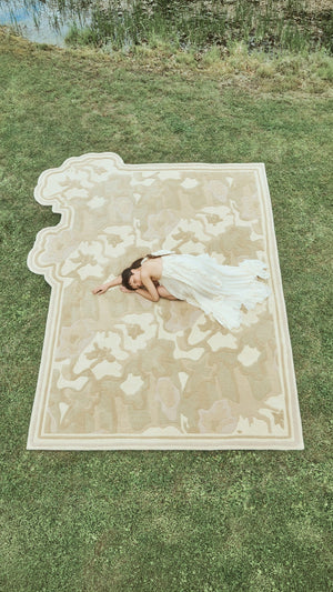 Floral Rug, Layered x Collina Strada Garden Haze, photographed on the lawn