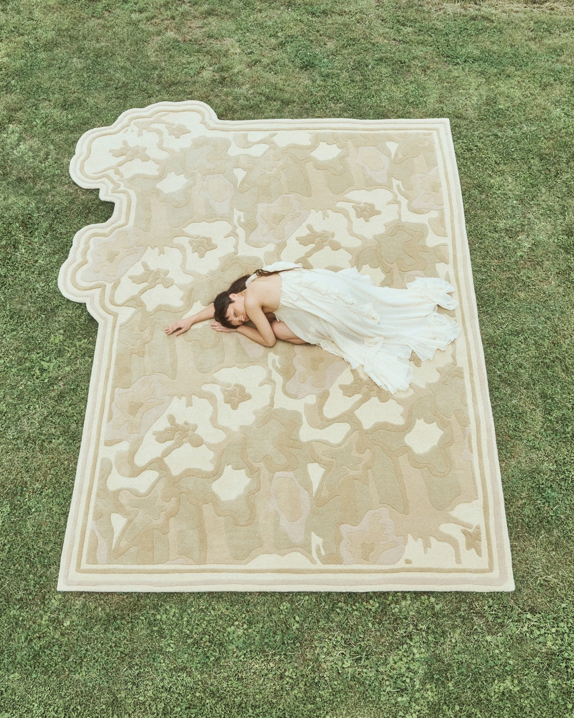 Floral Rug, Layered x Collina Strada Garden Haze, photographed on the lawn