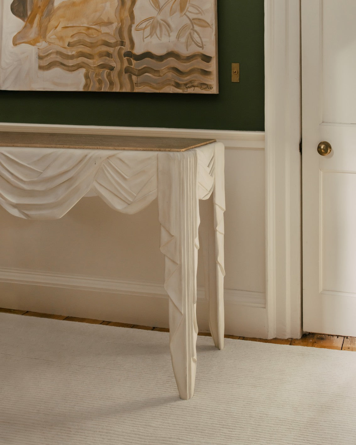 Oatmeal Wool Rug, Layered Drift Wool Light Oatmeal, in an interior
