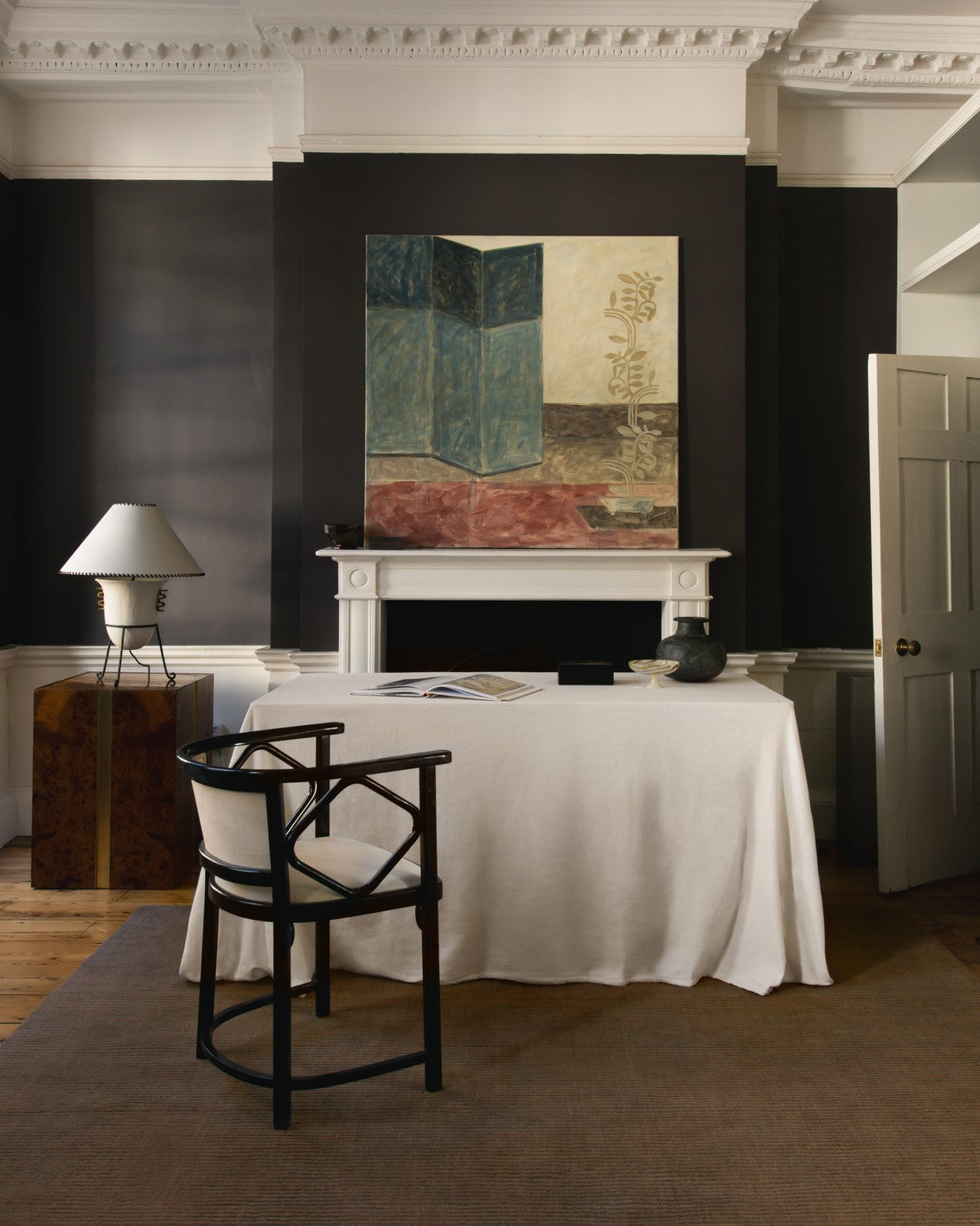 Brown Wool Rug, Layered Drift Wool Walnut, in an interior