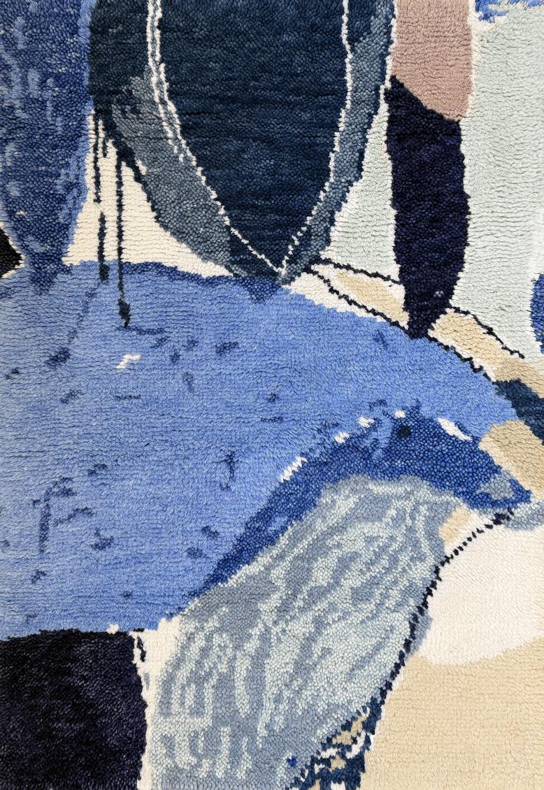 Blue Art Rug, Layered x Heather Chontos Blue Lake, top view