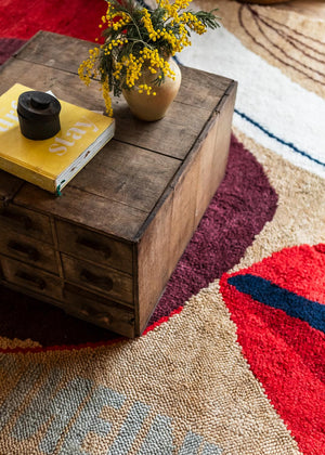 Abstract Rug Collage, Layered x Heather Chontos, close up in an interior