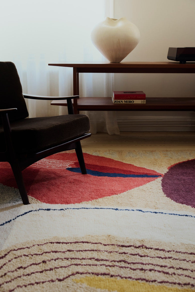 Abstract Rug Collage, Layered x Heather Chontos, in a living room
