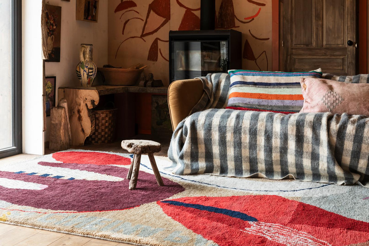 Abstract Rug Collage, Layered x Heather Chontos, in a living room