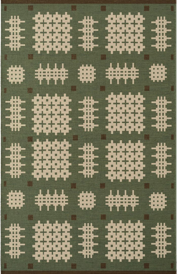 Green Welsh Rug, Layered x Tom Morris Bardsey, top view