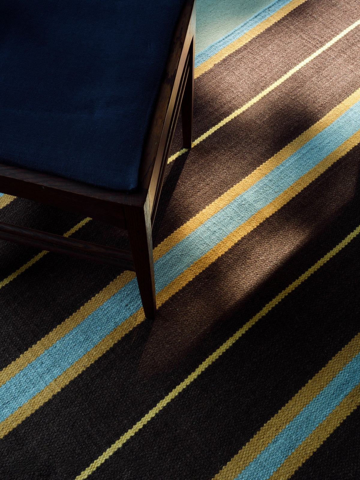Brown Stripe Rug, Layered x Tom Morris Betty Brown, detail of the flat weave