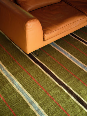 Green Stripe Rug, Layered x Tom Morris Cooper, detail of the flat weave