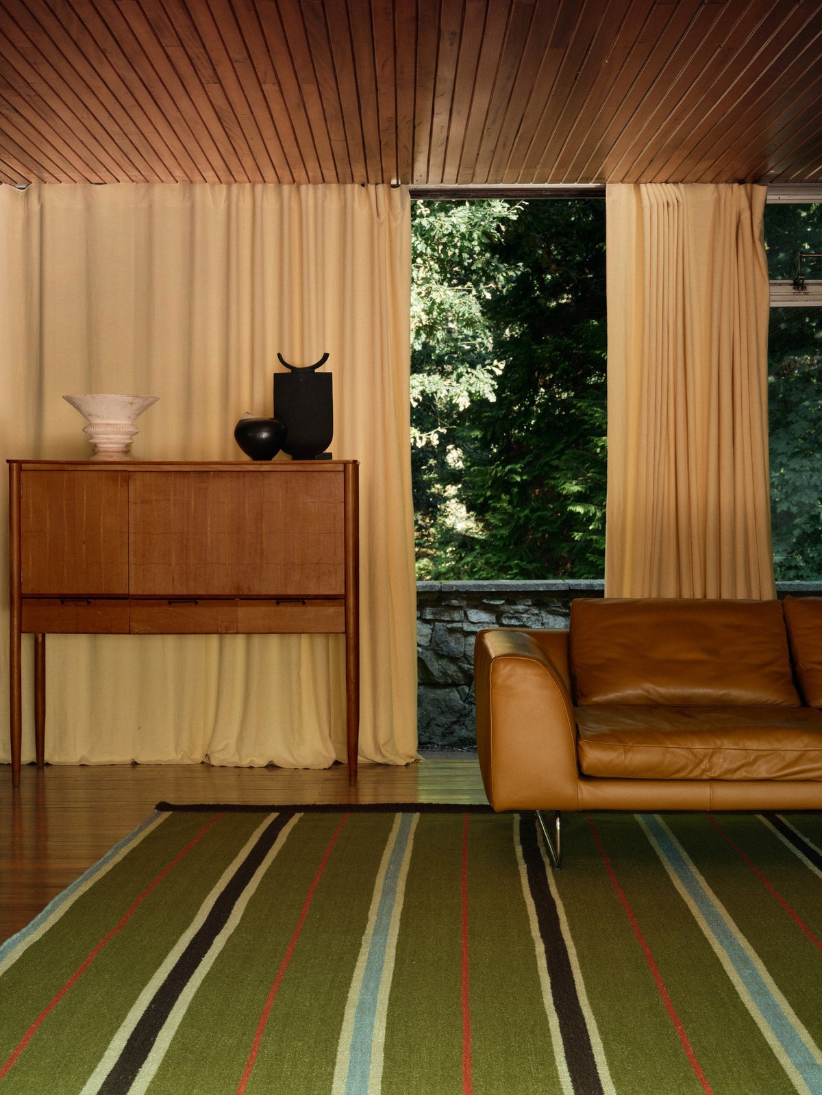 Green Stripe Rug, Layered x Tom Morris Cooper, in a living room
