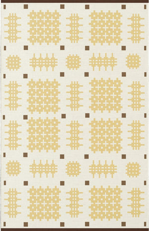 Yellow Welsh Rug, Layered x Tom Morris Dandelion, top view