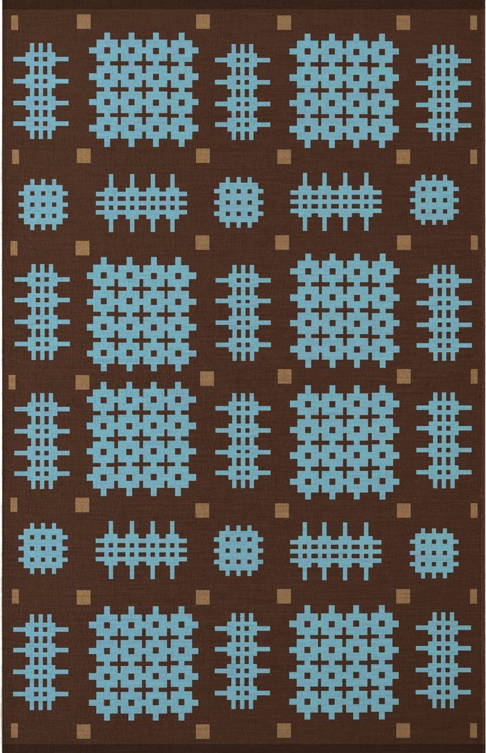 Blue Welsh Rug, Layered x Tom Morris Olwen Blue, top view