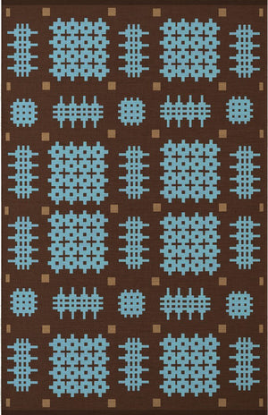 Blue Welsh Rug, Layered x Tom Morris Olwen Blue, top view