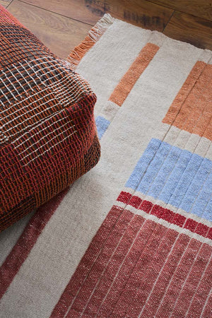 Lorena Canals Columns Multi Color Wool Rug, close up