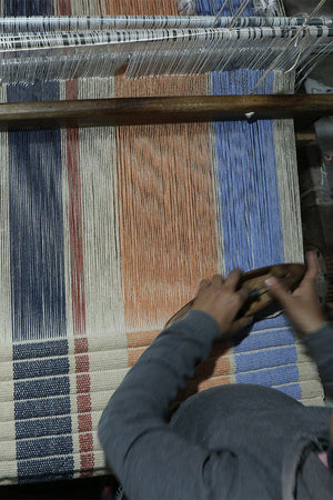 Lorena Canals Columns Multi Color Wool Rug, on the loom
