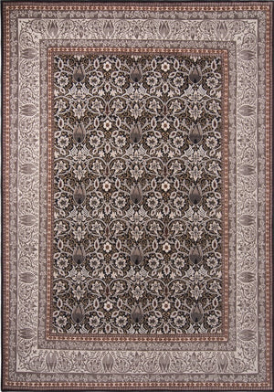 Morris & Co Borage Grey rug in stone grey, ivory and ochre, top view