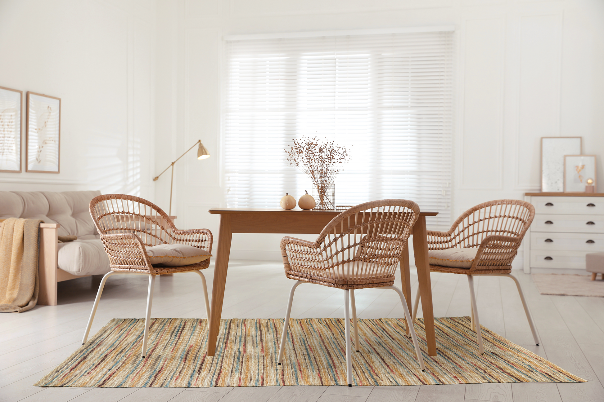 Acsento Bilbao Multi rug styled in a contemporary living room with neutral furnishings and colorful accents


