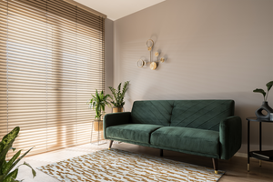 Acsento Jura Multi 1 rug styled in a light-filled living room with warm wood and neutral upholstery

